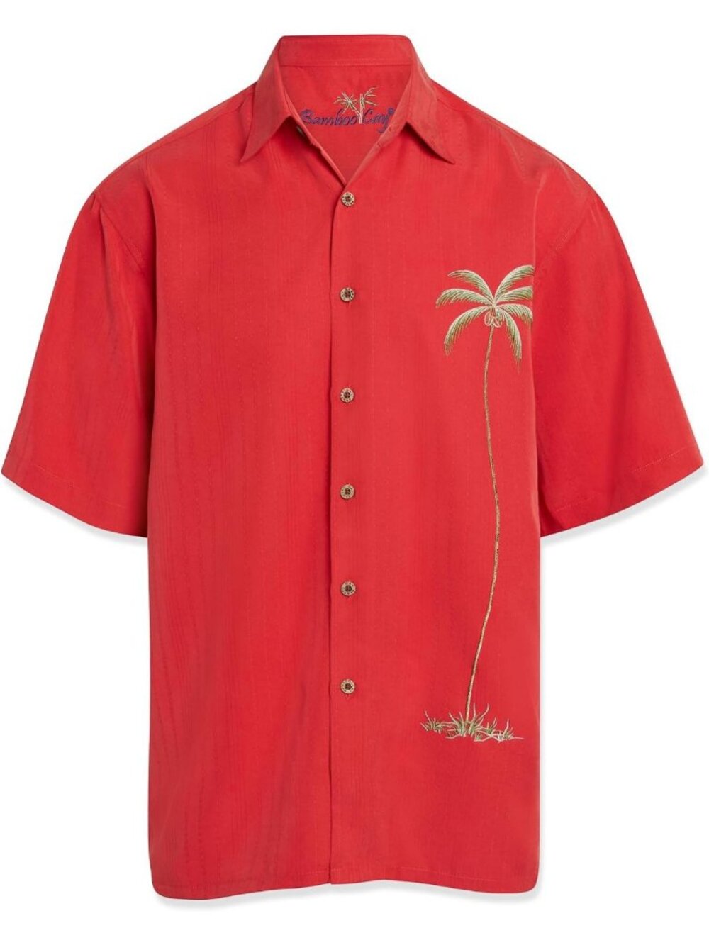 Embroidered Hawaiian Shirt for Men | Single Palm Design | Tropical Vacation